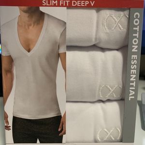 3 pack Mens Deep V Slim Fit T Shirts